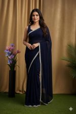 মাইক্রো জর্জেট স্টোন শাড়ি - Image 3