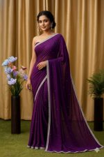 মাইক্রো জর্জেট স্টোন শাড়ি - Image 2