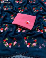 Embroidered Georgette Saree - Image 3